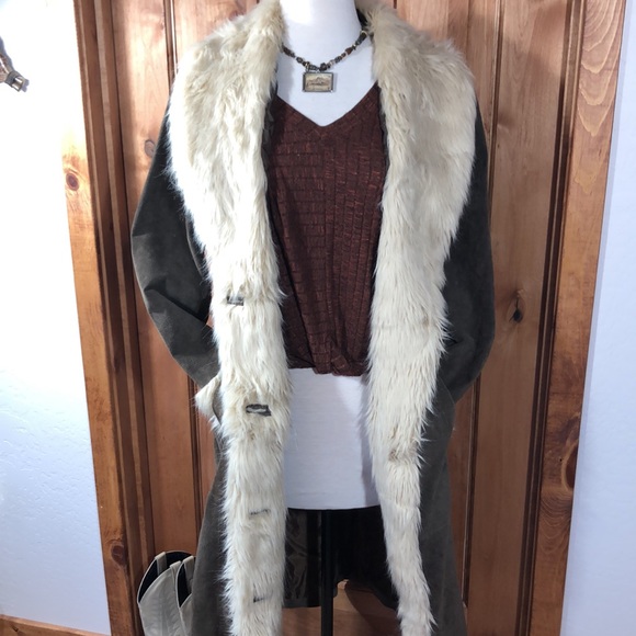 Wilsons Leather Jackets & Blazers - Vintage Wilsons Leather Faux Fur Boho Trench Coat